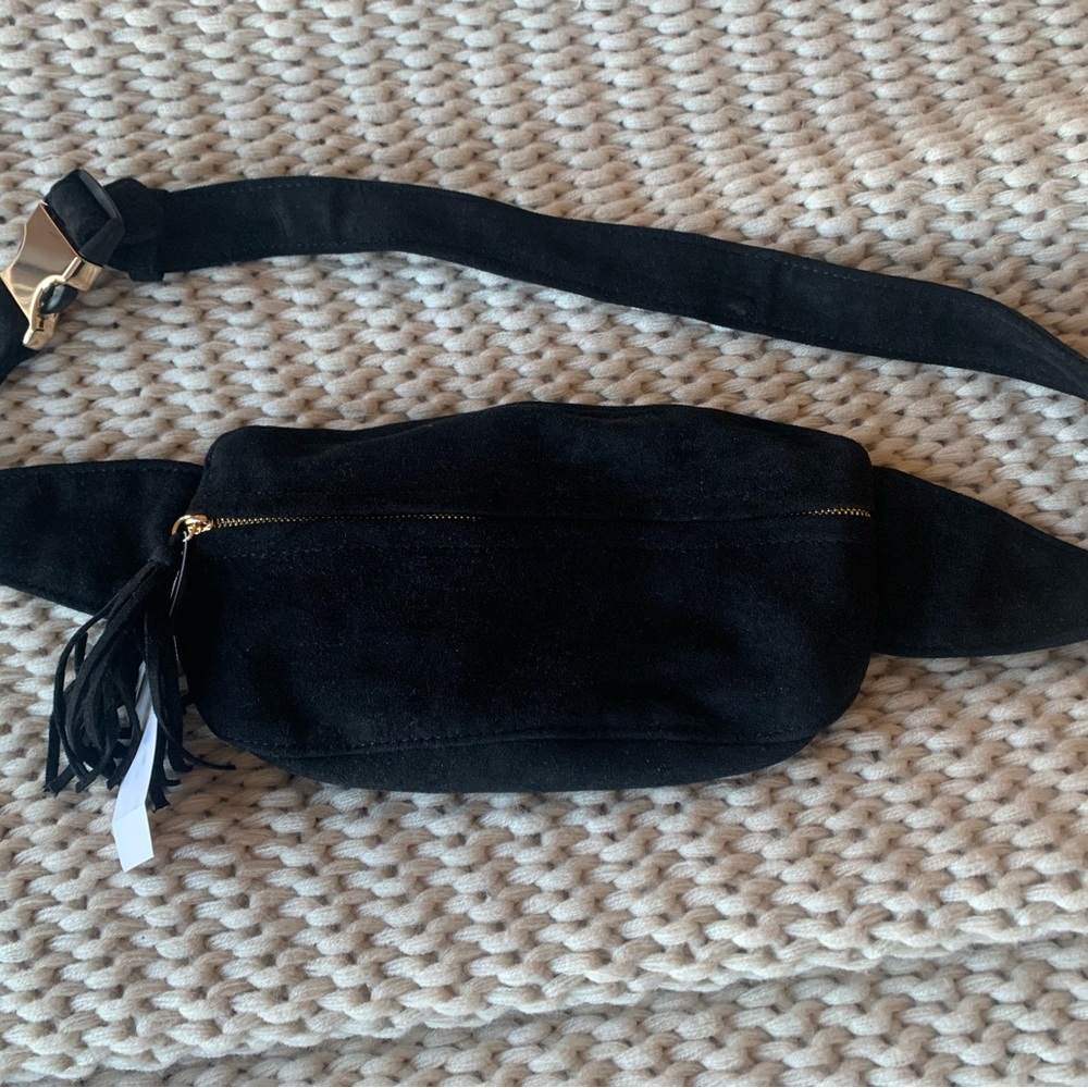 Loft black faux suede belt bag
